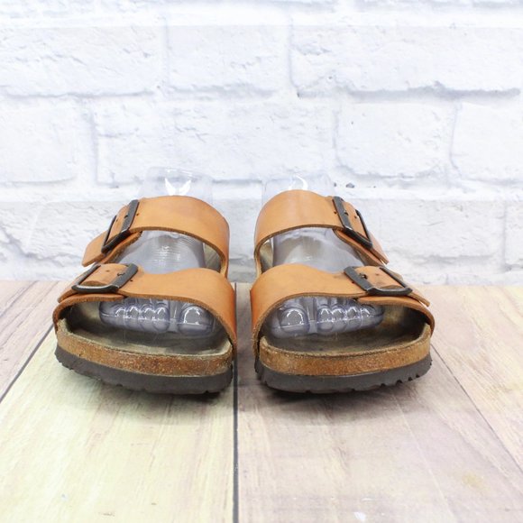 Birkenstock Arizona Oiled Brown Leather Soft Footbed Sandals Size 12 / 45 - Picture 4 of 9